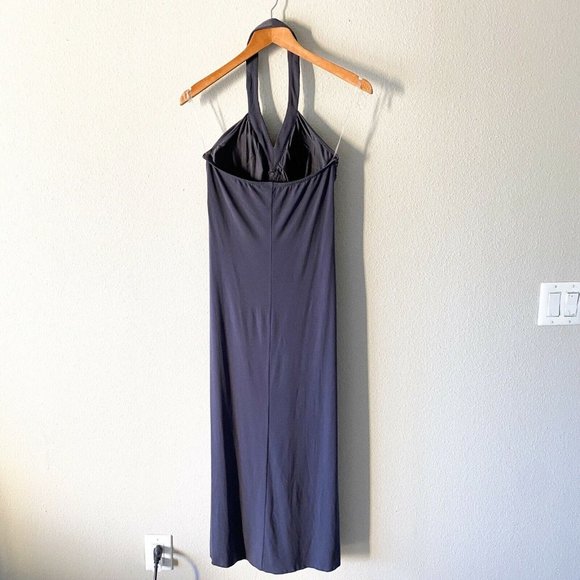Spense gray maxi halter jeweled sleeveless dress size 8 stretchy - Picture 7 of 8